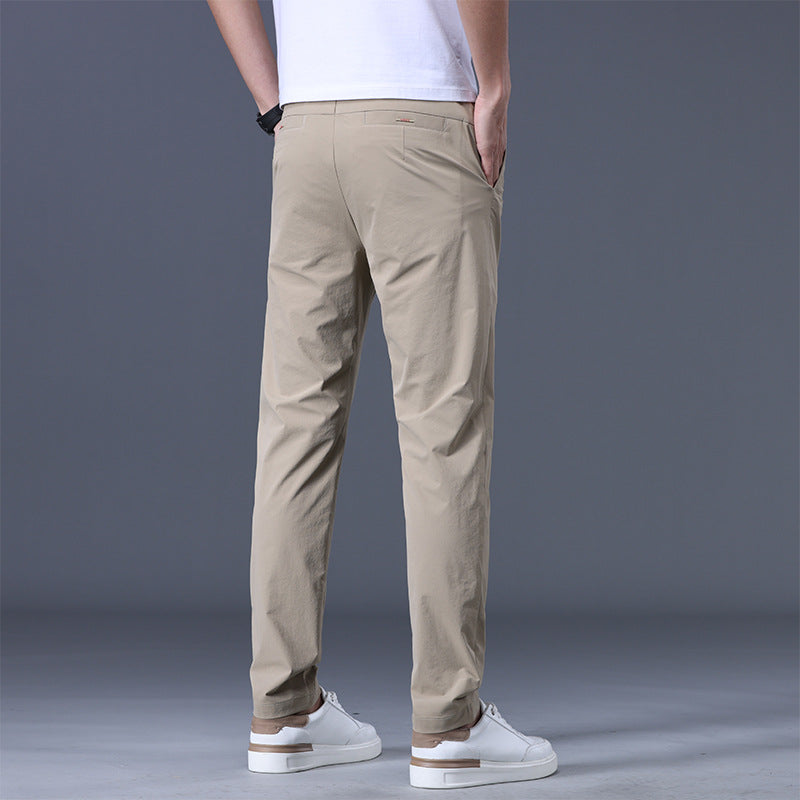 Mens Loose Elastic-waist Straight-leg Trousers