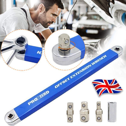 Spanner Extension Wrench Set Offset Ratchet Spanner With Adapters Multifunction-