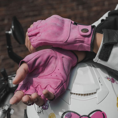 Vintage Leather Half-Finger Motorcycle Gloves