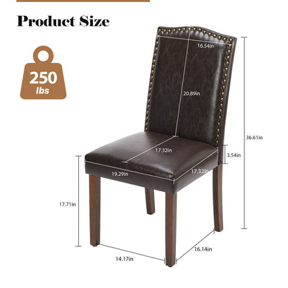 Modern Armless Dining Chairs With Upholstered Fabric,Nailhead Trim And Wood Legs