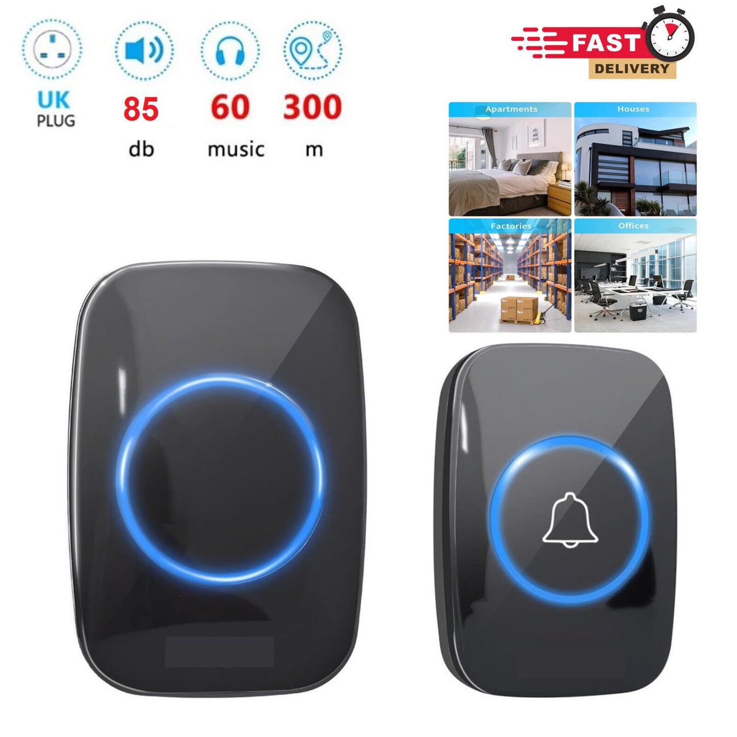 A 1-on-1 Black Doorbell