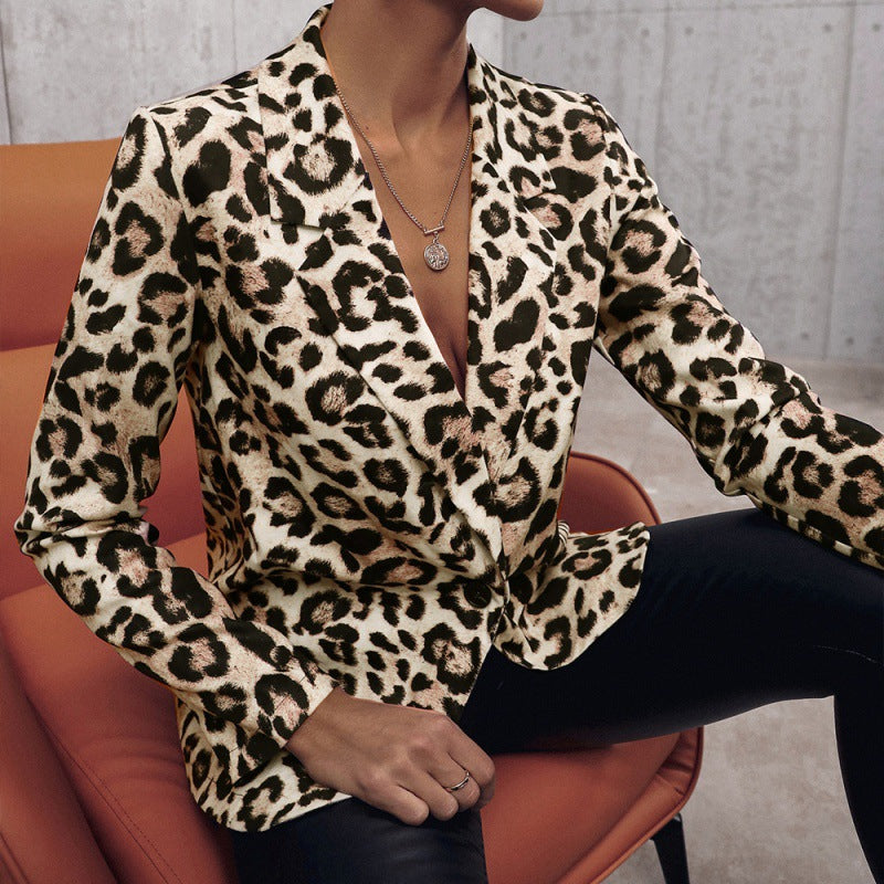 Leopard Print Single-breasted Casual Jacket