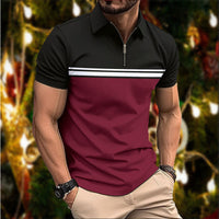 Mens Stylish Slim-fit POLO Shirt With A Pointed Collar And Chest Stripes