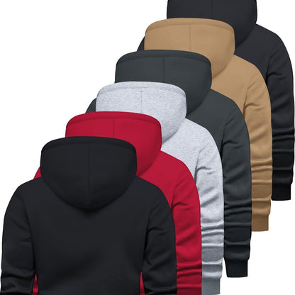6-Piece Men's Long-sleeved Solid Color Hooded Sweatshirt