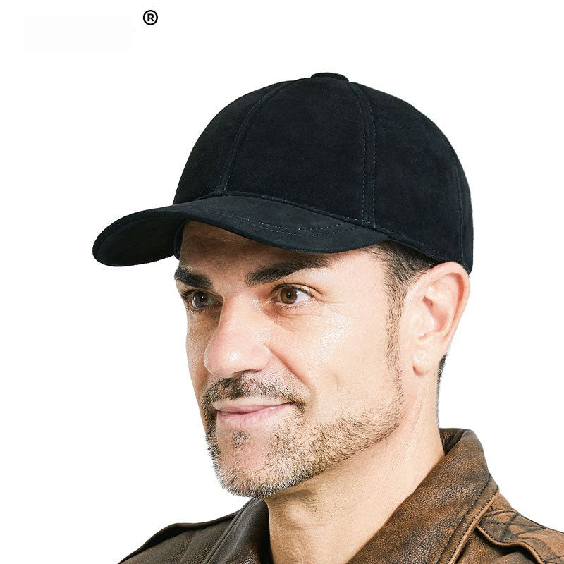 Men's Sheepskin Suede Baseball Cap For Middle-Aged And Elderly