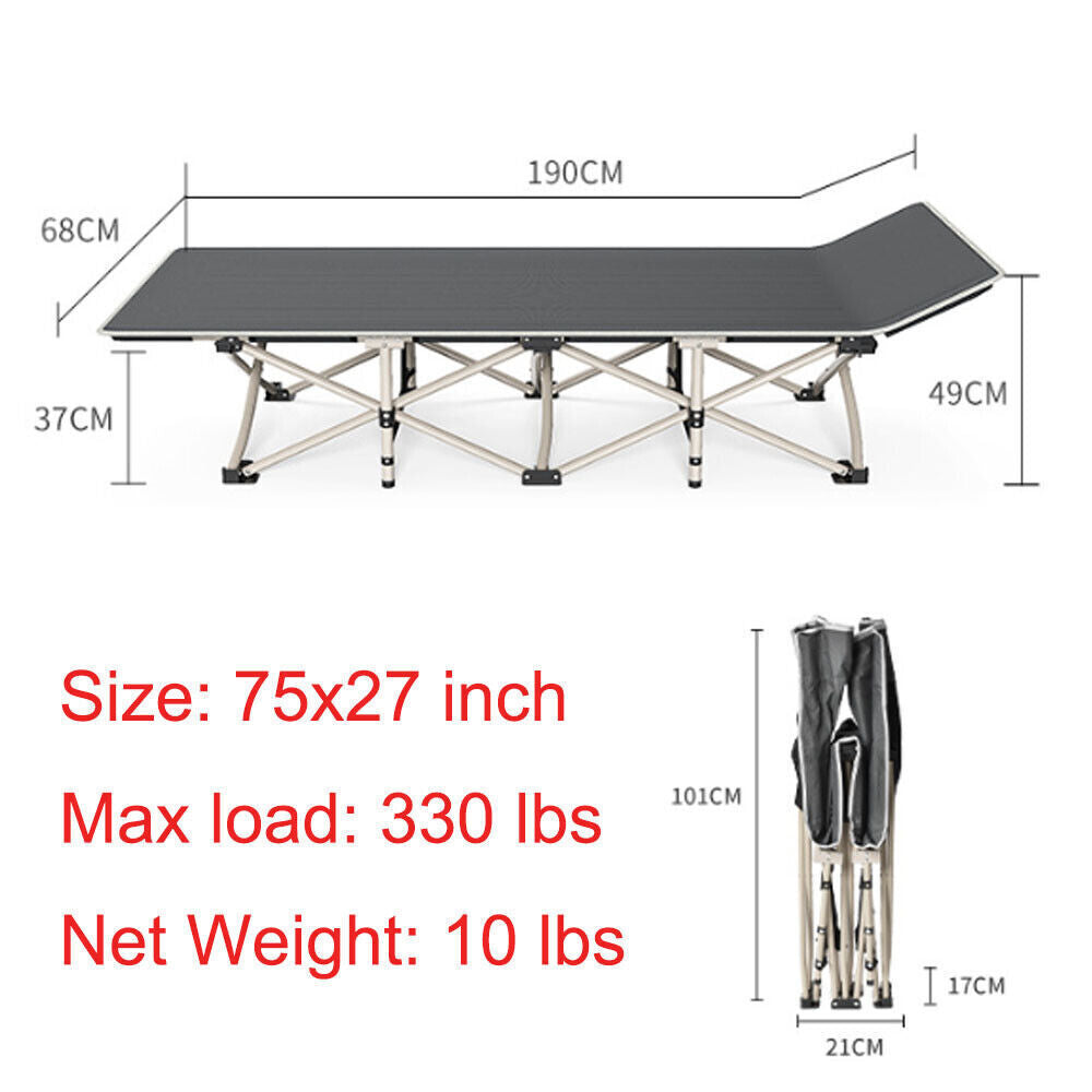 Heavy Duty Single Folding Bed  Camping Travel Guest Lightweight