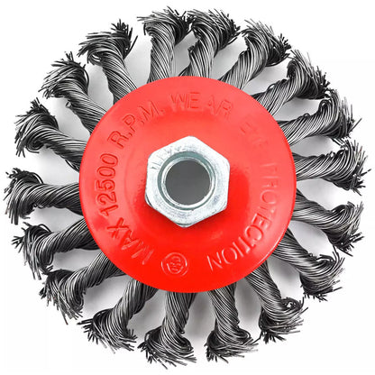 3x Pot Brush Wire Brush 125mm M14 Knotted Cone Brush Flex And Angle Grinder