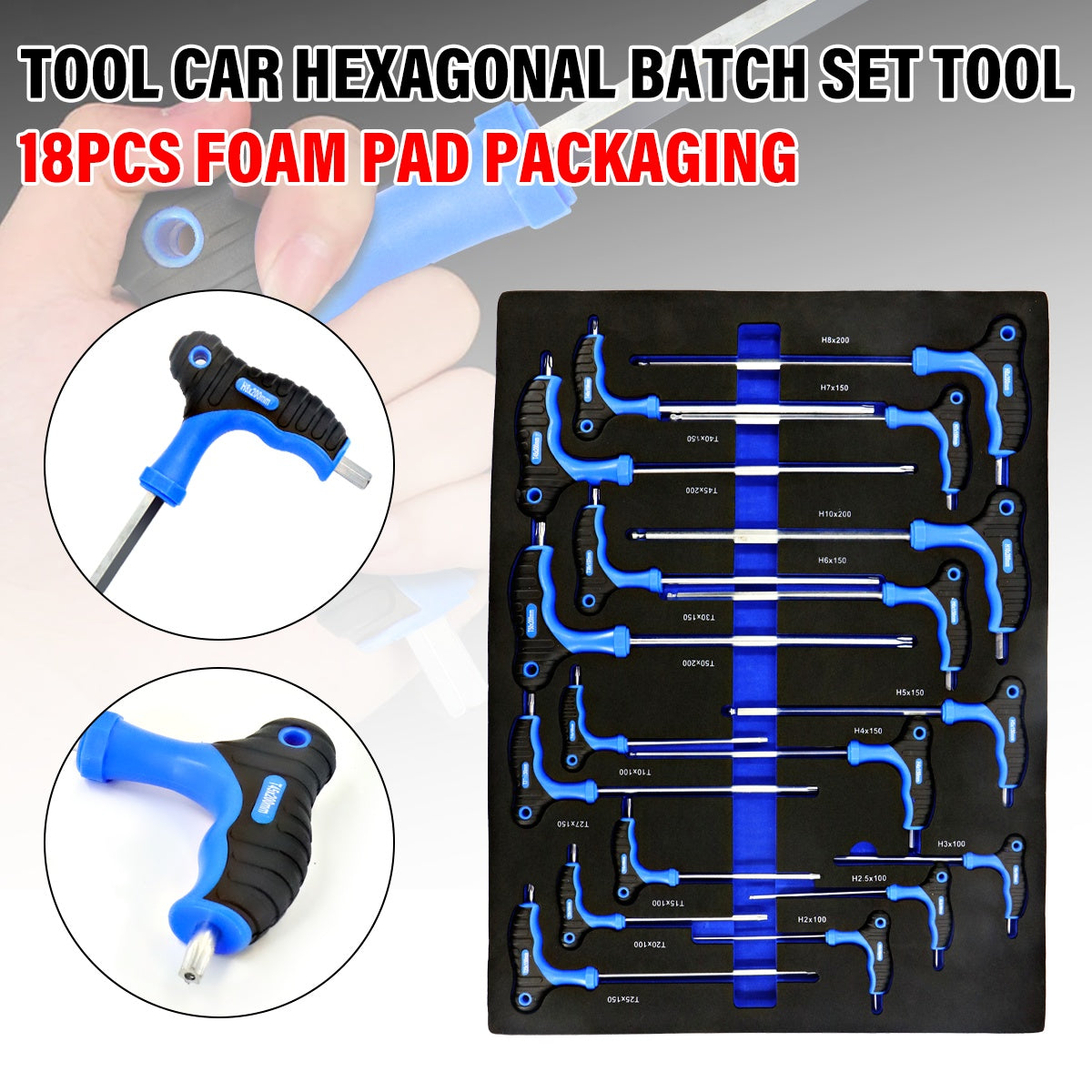 T Bar Handle Torx Bits Wrench Set T10 T50 In Storage Rack T Handle Keys 18pc
