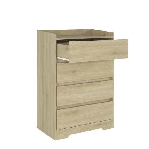 4 Drawer Dresser, Chest Of Drawers Without Handle,Dresser For Bedroom Waterproof, Modern Wooden Cabinet With Sturdy Frame For Living Room, Entryway, Bedroom, Hallway, Office