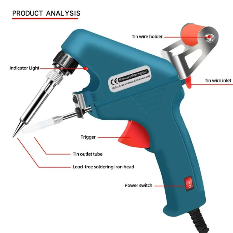 Soldering Iron Gun Welder Equipment Kit Internal Heating Welding Machine Hand-held EU 220V Electric 60W Automatic Tin Feeding