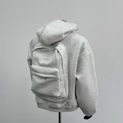Back Schoolbag Design Men's Coat Flower Gray