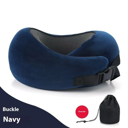 Soft Memory Foam Travel Neck Pillow U Shape Adjustable Support Comfortably Sleeping On Plane Car Office Noon Break