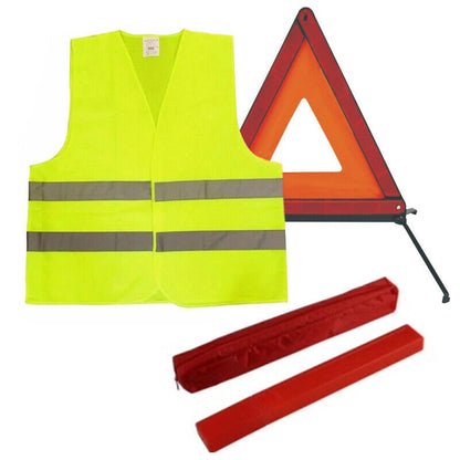 Car Warning Triangle Reflective Emergency Breakdown & High Visibility Vest