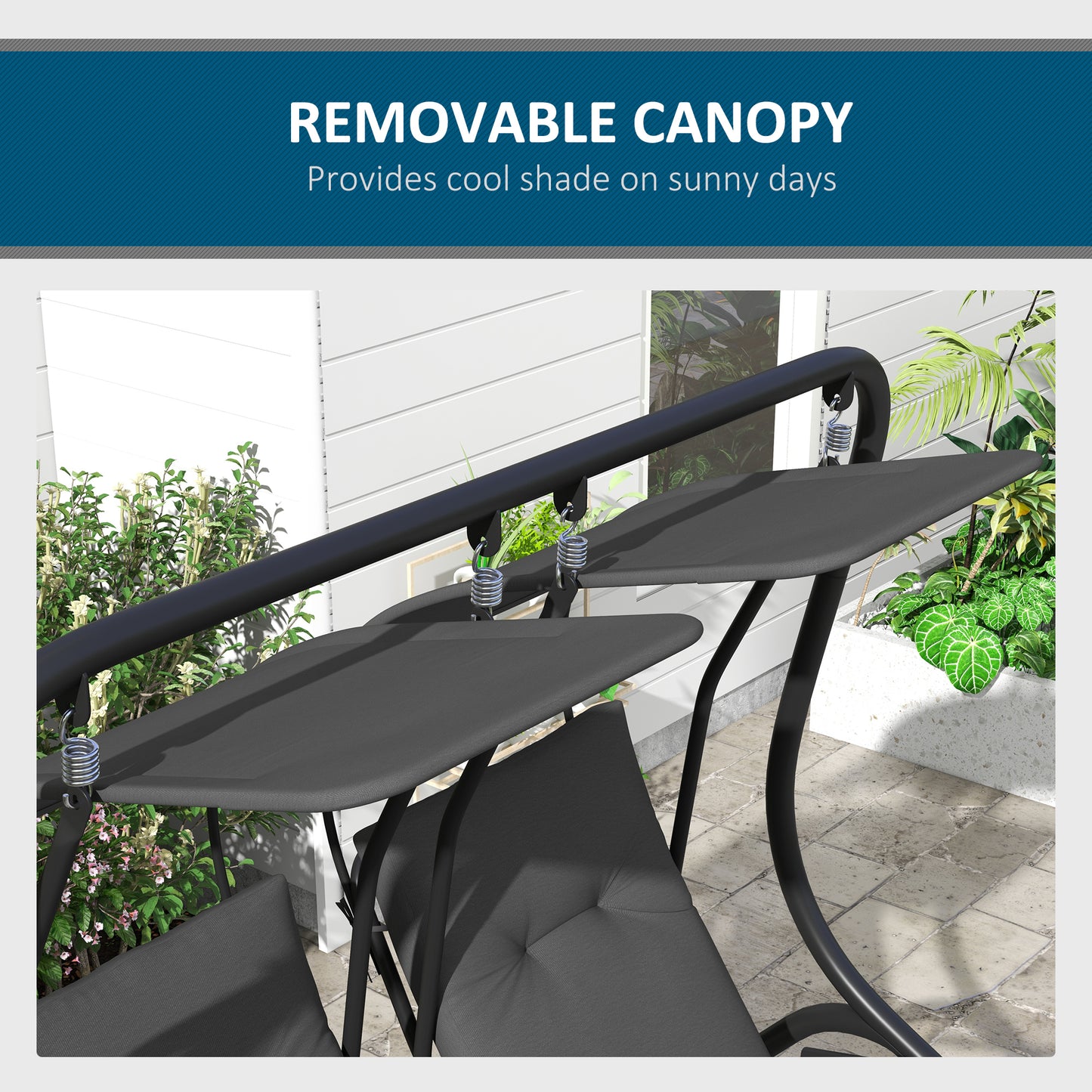 2-Seater Outdoor Porch Swing with Canopy, Patio Swing Chair for Garden, Poolside, Backyard, Gray