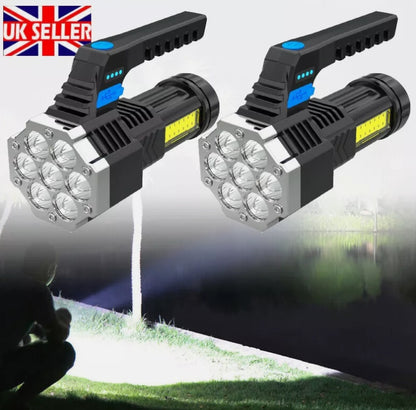 1-2Pcs Super Bright High Power LED Tactical Torch Rechargeable Flashlight New UK