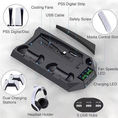 PS5 Vertical Cooling Fan Stand Controller Charger Station For  Playstation 5
