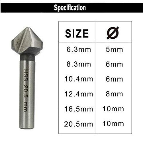 6 Pcs Lower Drill Sink Drill Sink Wood Metal HSS Cone Lower 6.3-20.5 Mm Set