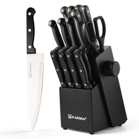 19-piece Knife Set, German Steel, Durable, Dishwasher-safe, Kitchen Knife Set With Built-in Sharpener For Chopping, Slicing, Dicing And Cutting