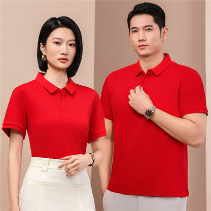 230g 40 Heavy Pearl Cotton Polo Shirt Short Sleeve Lapel