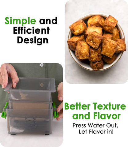Tofu Press With Drip Tray & Cookbook - BPA-Free, 3X Faster, Dishwasher Safe