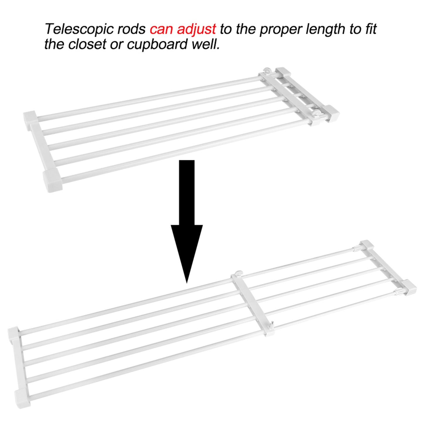Adjustable Telescopic Storage Rack Cupboard Wardrobe Closet Divider Partition Shelf