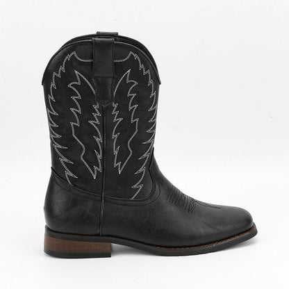 Western Denim Square Toe Motorcycle Men's Boots