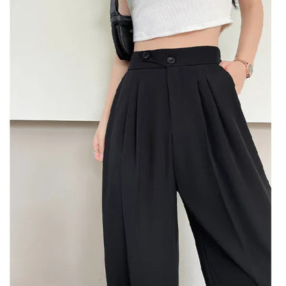 Ice Silk Mop Wide Leg Pants Women's Small High Waist