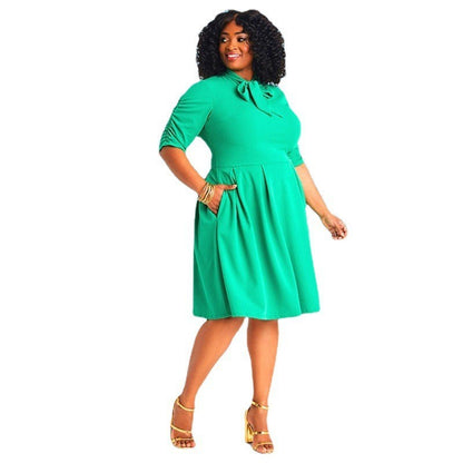 Best Selling Patchwork Bow Oversized Dress