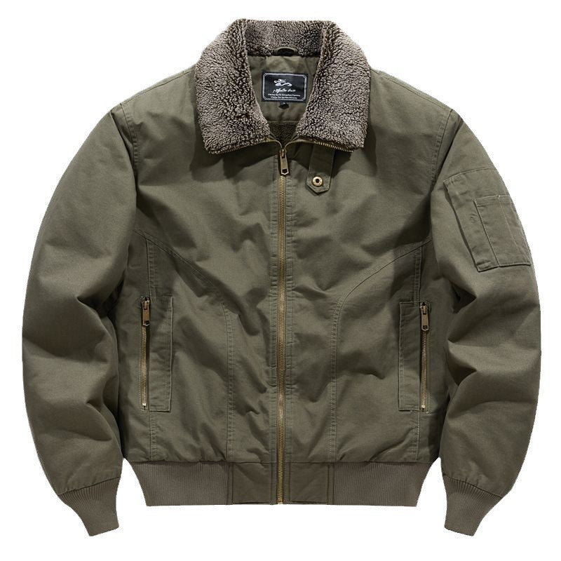 Mens Fleece-lined Loose-fit Plus-size Coat