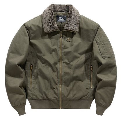 Mens Fleece-lined Loose-fit Plus-size Coat