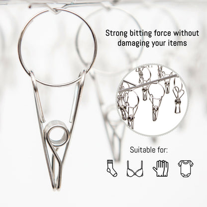 36 Thickened Clip Underwear Sock Hanger Laundry Airer Dryer Rack StainlessSteel