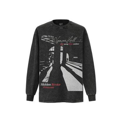 New Real Shot American Fashion Brand Printed Long Sleeve T-shirt
