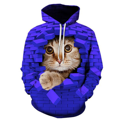 Couples Hoodie With 3D Digital Cat Print