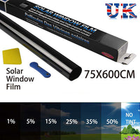 CAR WINDOW TINT FILM KIT TINTING SUPER DARK BLACK LIMO  75CM X 6M UK