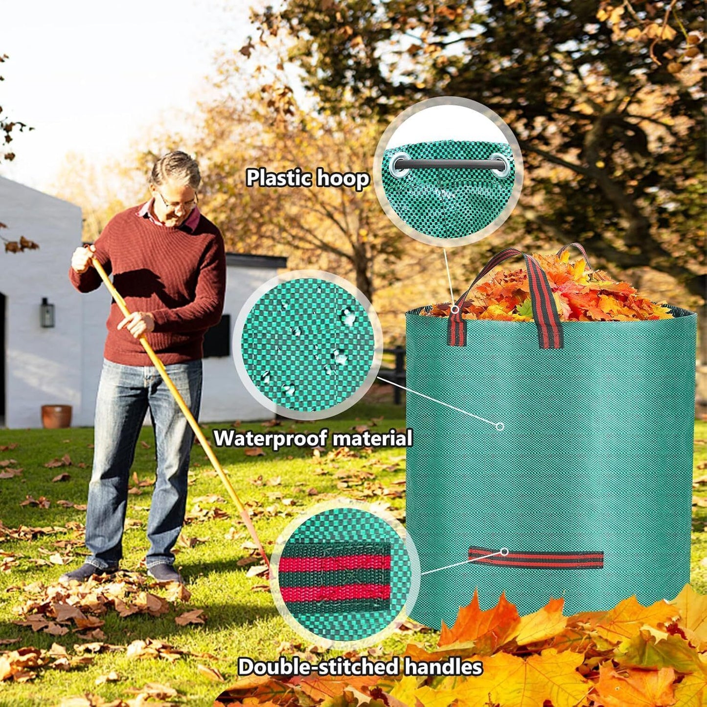 2  500L Heavy Duty Garden Waste Bags With Handles, Reusable Construction Bags UK
