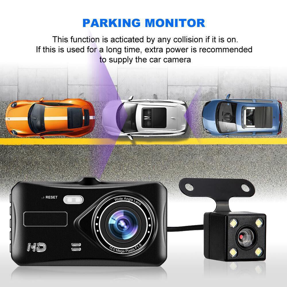 Dashcam Pro DUAL REAR Car Camera  Wide Angle 1080p With 32GB SD Card