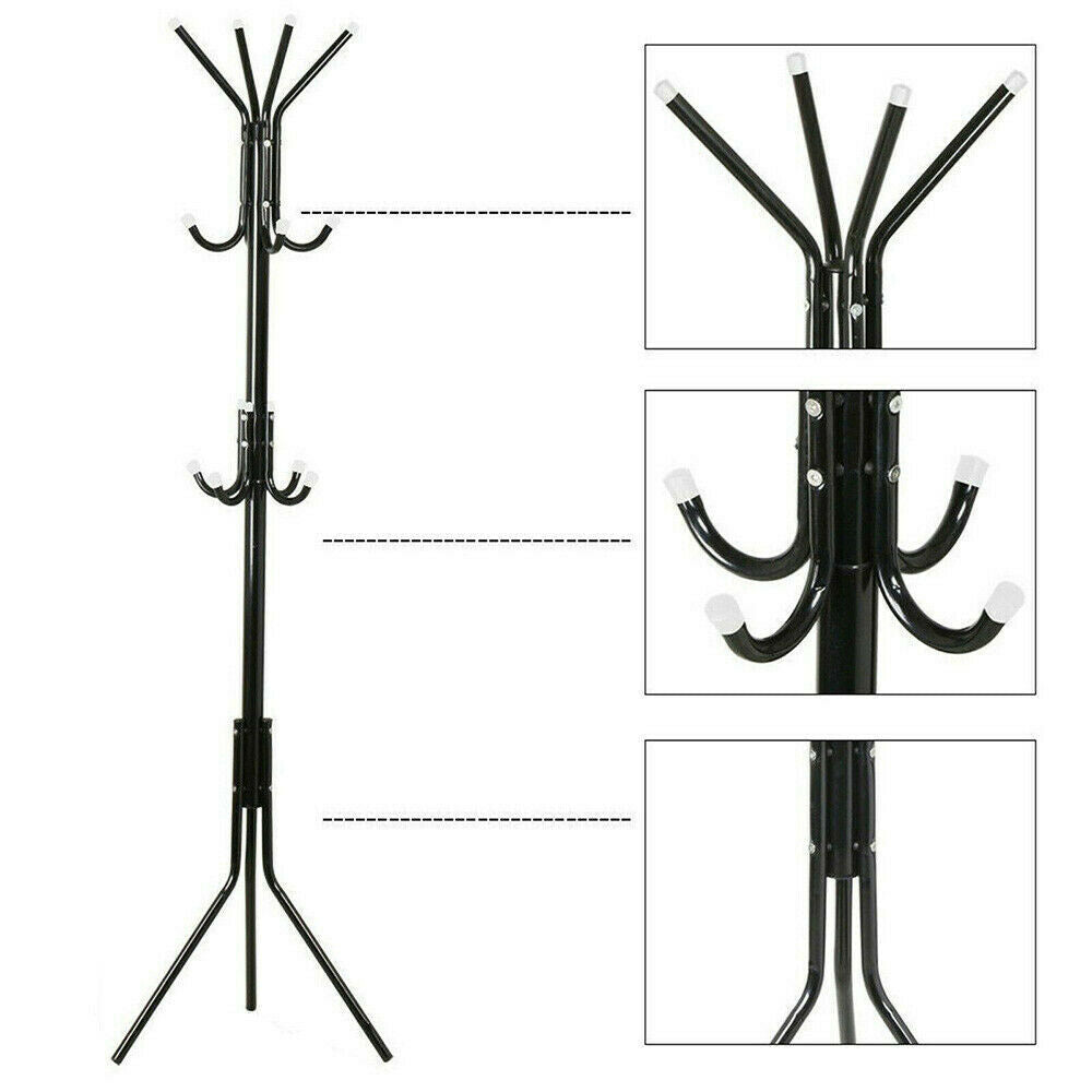 Coat Stand Coat  Hat   Jacket  Umbrella Floor Standing Rack Clothes Hanger Hooks UK