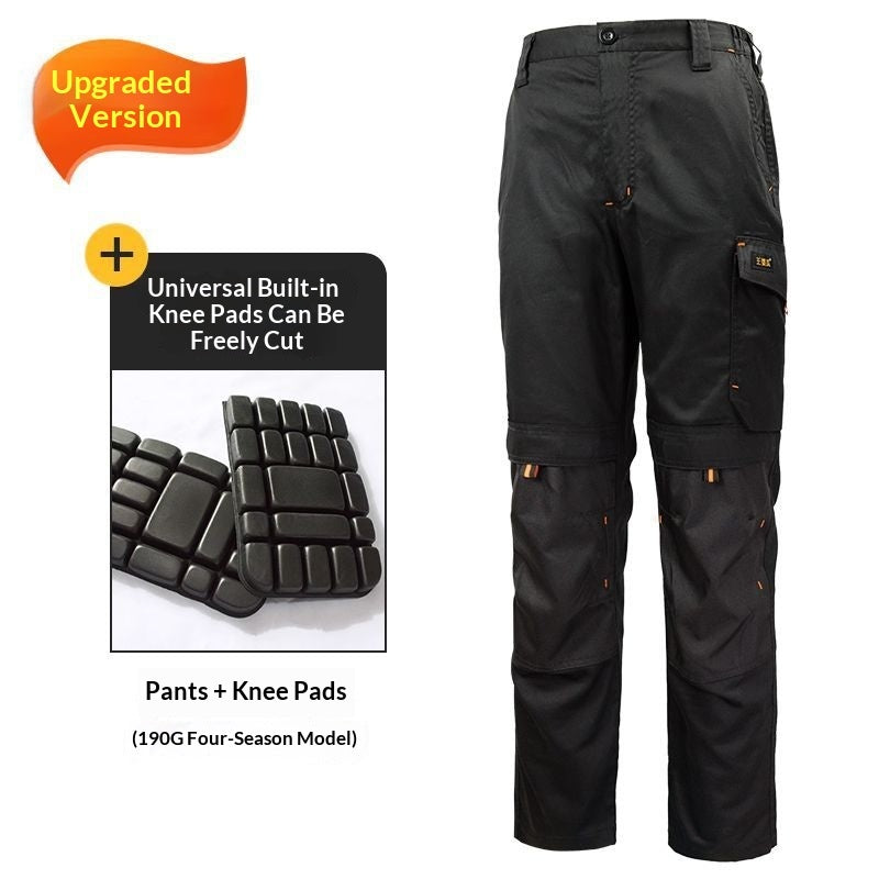 Abrasion-resistant, Multi-pocket Loose-fit Work Pants With Reflective Strips For Electricians And Mechanics
