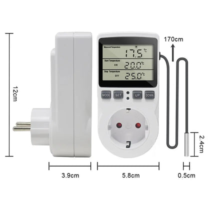 EU Plug Digital Temperature Controller Timer Socket Thermostat With Timer Switch Cooling Heating Temperature Sensor