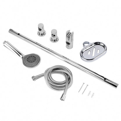 Slider Rail Shower Riser Kit Stainless Soap Bar Holder Hose Head Set