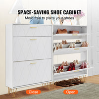 VEVOR Shoe Cabinet With 3 Flip Drawers, Shoe Storage Cabinet For Entryway, Free Standing Shoe Storage Organizer For Heels, Boots, Slippers In Hallway, Living Room
