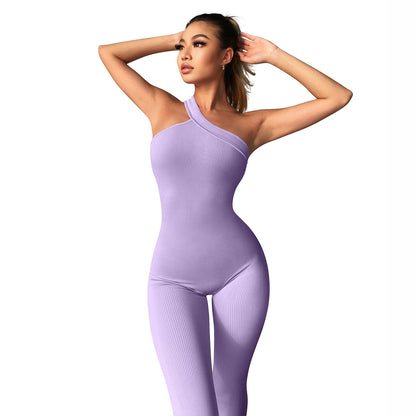 New One Shoulder Sports Jumpsuit For Women