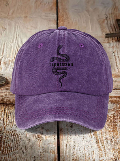 Washed Cotton Printed Hat Distressed Style Mens Vintage
