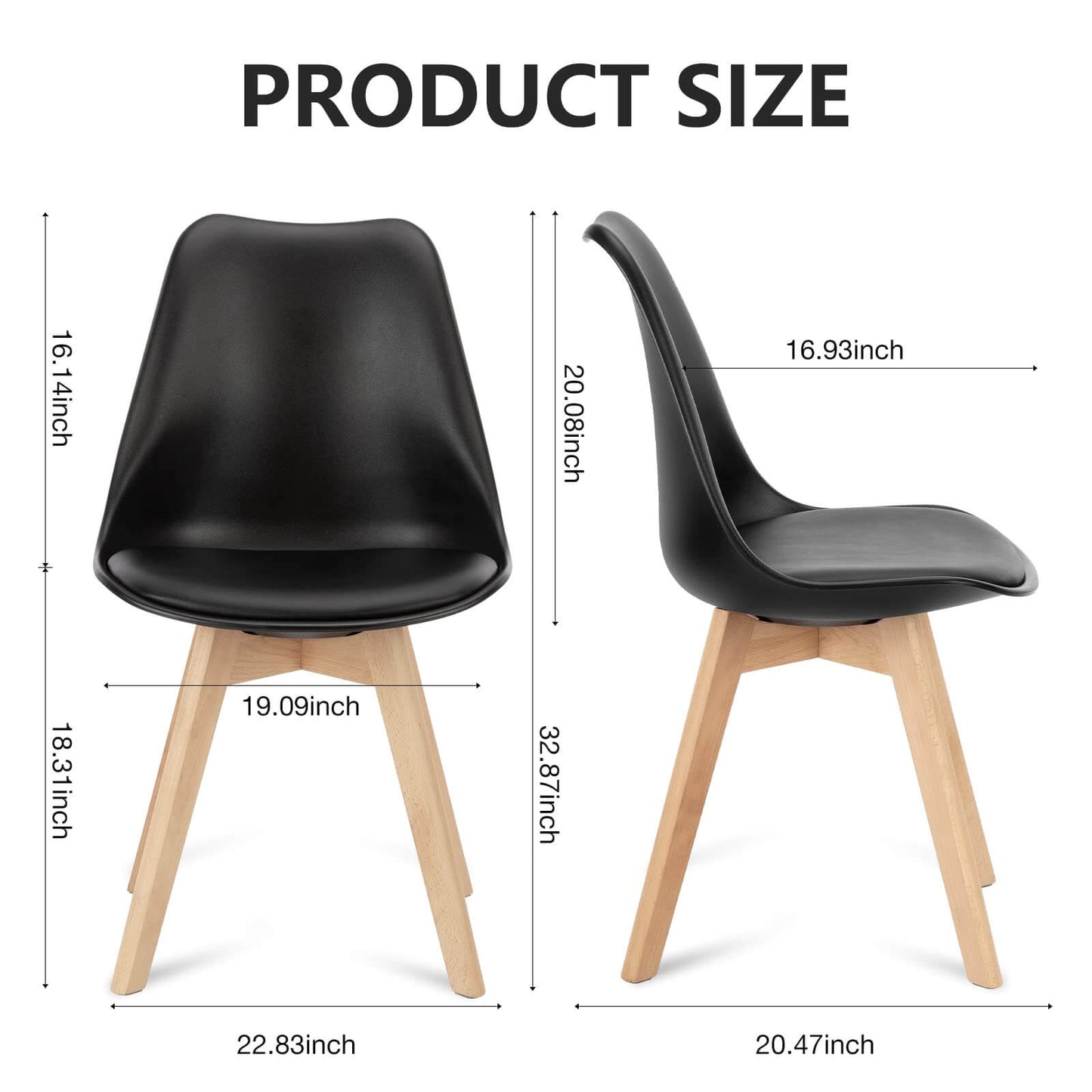 PU Leather Upholstered Dining Chairs With Wood Legs, Set Of 4 For Kitchen, Dining, Living Room