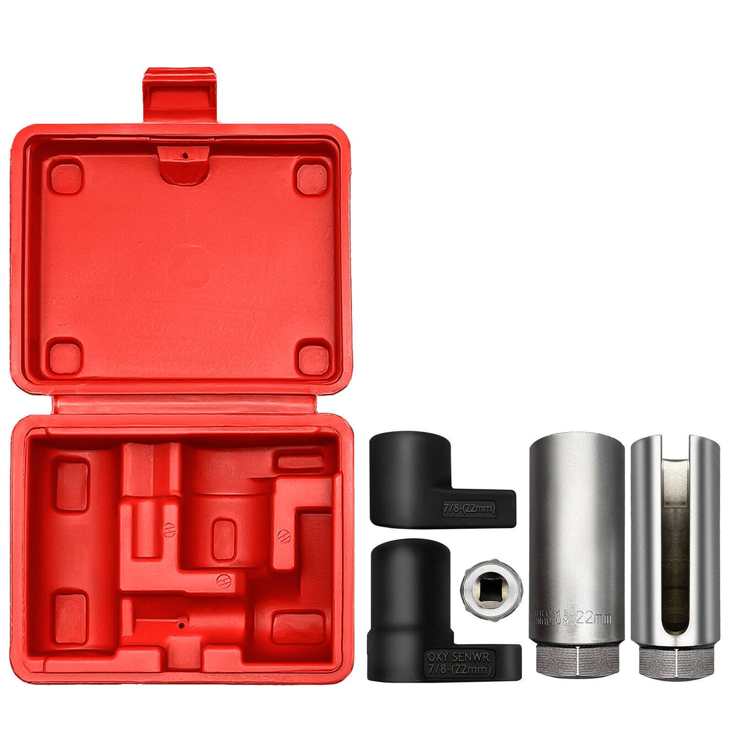 5Pcs 22mm Lambda Oxygen Sensor Socket Remove Set Kit Thread Chasers Tool W  Case