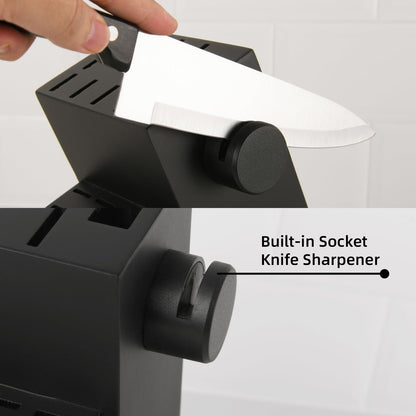 19-piece Knife Set, German Steel, Durable, Dishwasher-safe, Kitchen Knife Set With Built-in Sharpener For Chopping, Slicing, Dicing And Cutting