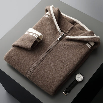 Zip-up Fleece Mock-neck Knit Base Layer Thickened Set Cardigan Sweater Casual