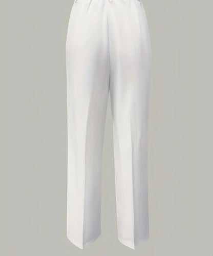 Women's White Minimalist Pants Made Of Polyester