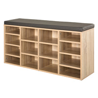 Multi-Storage Shoe Rack W/ 14 Compartments Cushion Moving Shelves Solid Frame Foot Pads Home Office Tidy Organisation Boots Trainers Brown