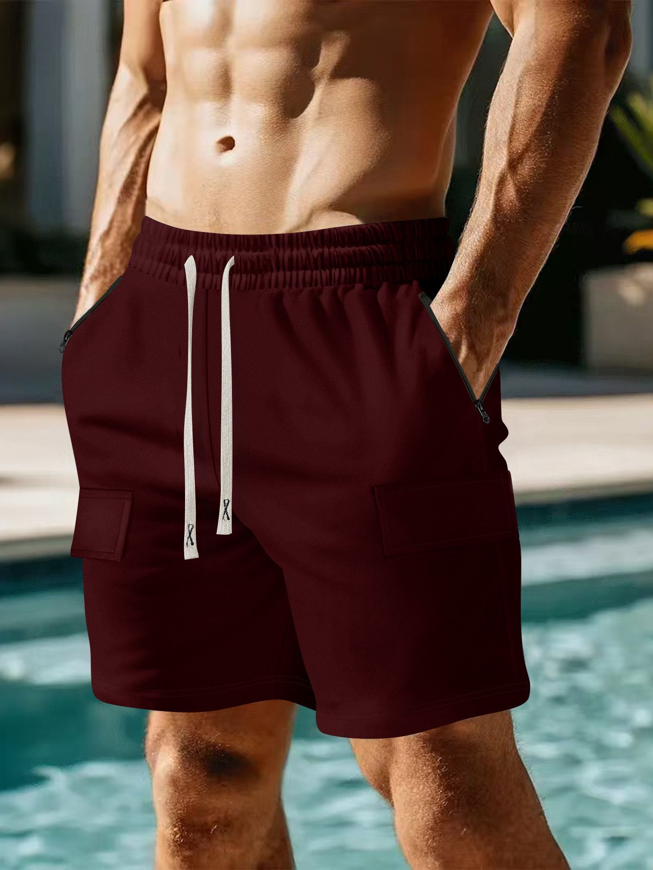 Casual Multi-pocket Workwear Shorts Lace-up Five-point Men